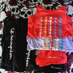 LOT a girls Champion leggings shorts tank tops large 14